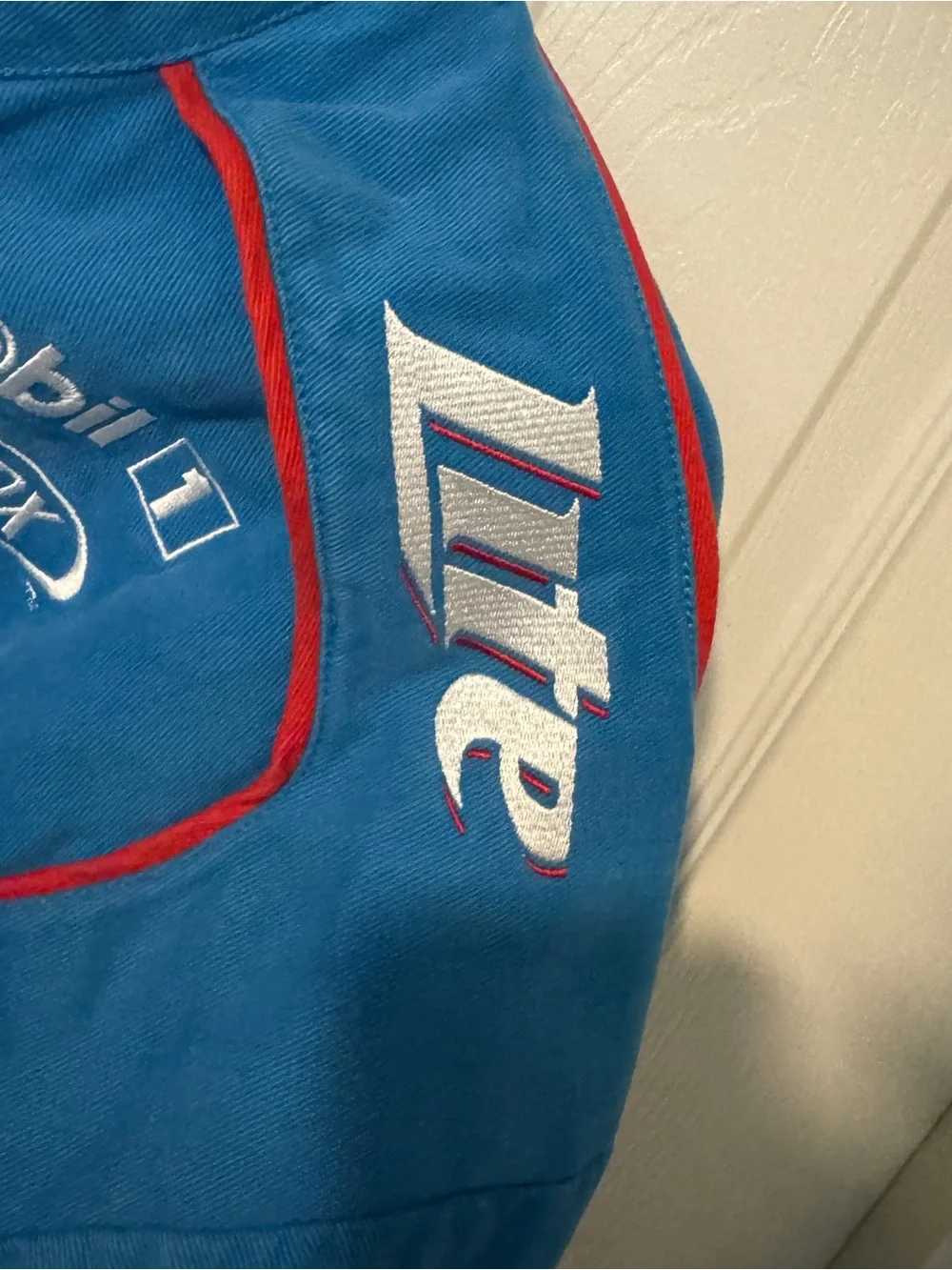 Vintage Kurt Busch Miller Lite Racing Jacket - Blue White Red Logo